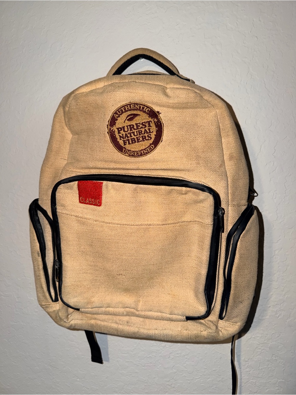 Connoisseur Natural Hemp Backpack Canvas Laptop Travel School Boho Multi Pocket